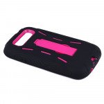 Wholesale Samsung Galaxy S3 / i9300 Armor Hybrid Case with Kickstand (Black-Hot Pink)